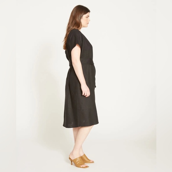 Universal Standard Tulip Hem Linen Wrap Dress - Picture 2 of 4